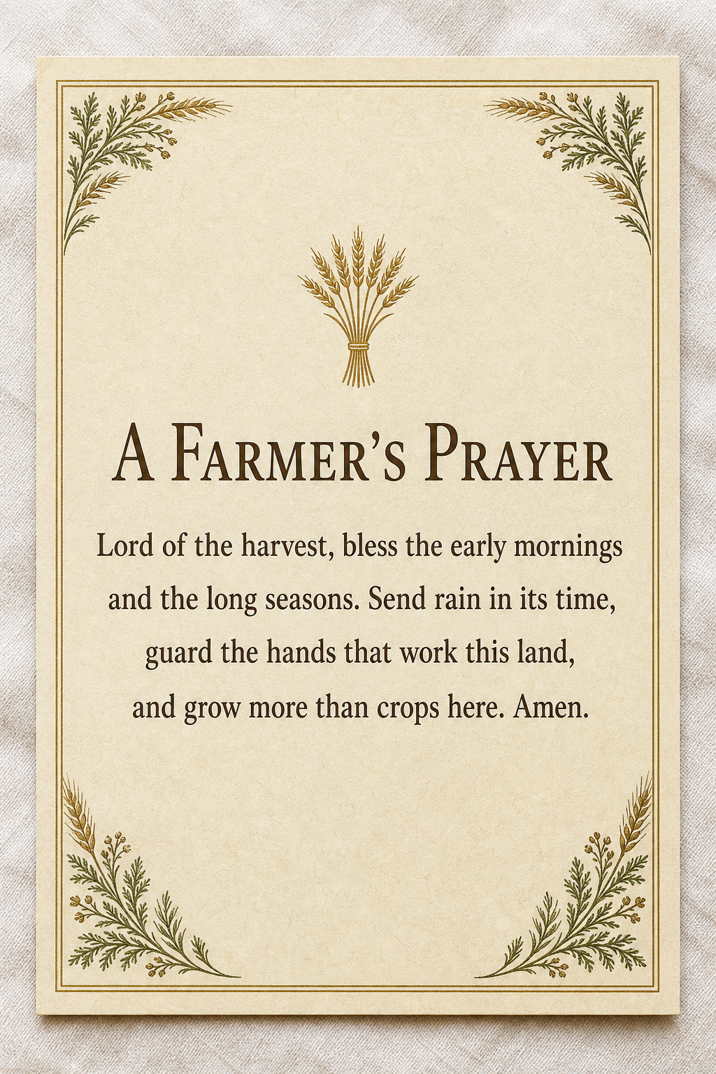 A Farmer's Prayer — Prayer close-up