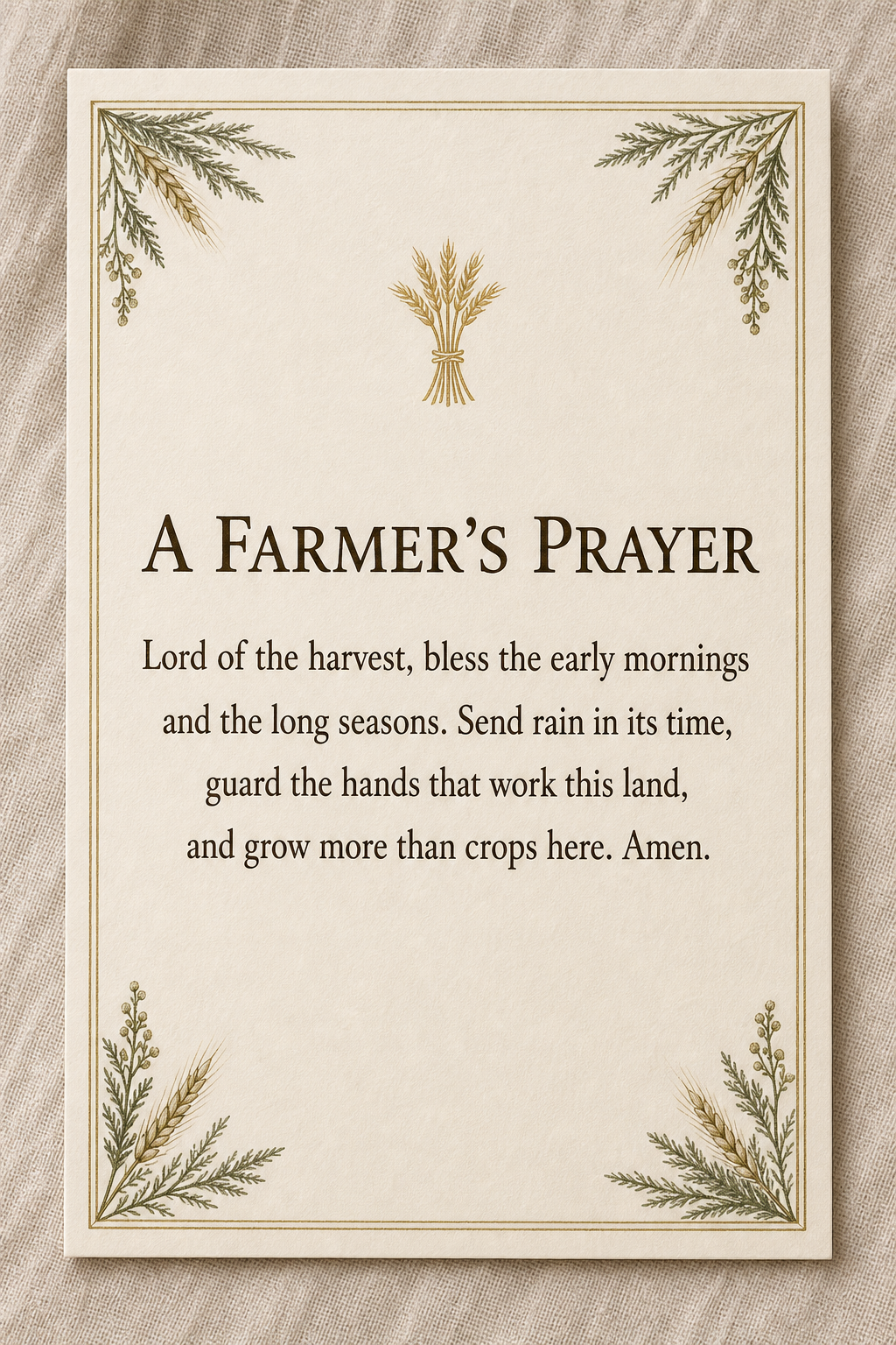 A Farmer's Prayer