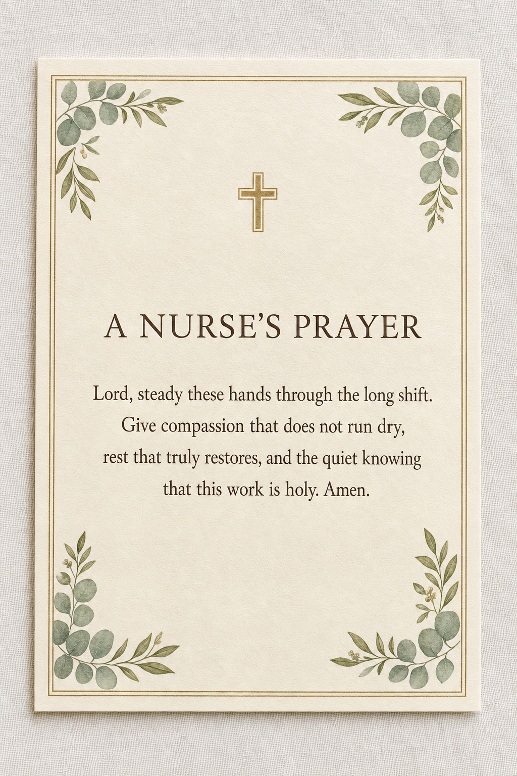 A Nurse's Prayer — Prayer close-up